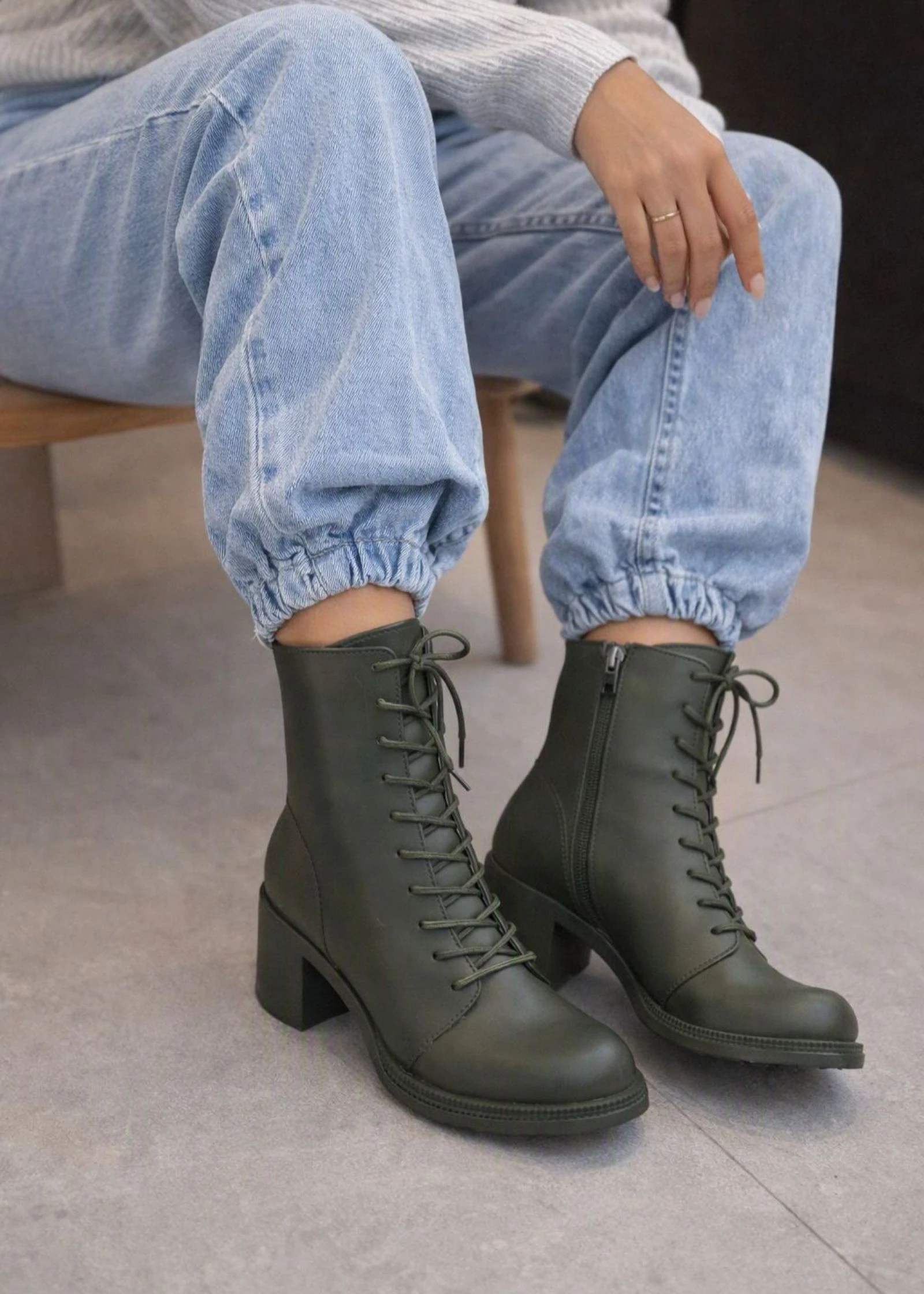 Olive Green Boots • EU38 • Chunky Heel • Trendy Autumn Winter – photo 8